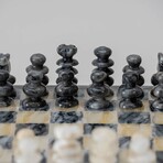 Small English Style Onyx Chess Set // Black + White Marble