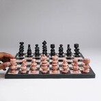 Large English Style Onyx Chess Set // Black + Pink