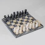 Small English Style Onyx Chess Set // Black + White Marble