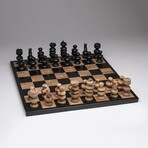 Large English Style Onyx Chess Set // Black + Natural