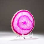 Genuine Pink Banded Agate Slice with Acrylic Display Stand // 0.39 lb