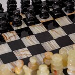 Small English Style Onyx Chess Set // Green +  Black