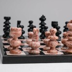 Large English Style Onyx Chess Set // Black + Pink