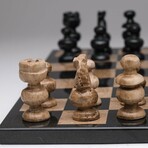 Large English Style Onyx Chess Set // Black + Natural