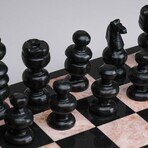 Large English Style Onyx Chess Set // Black + Pink