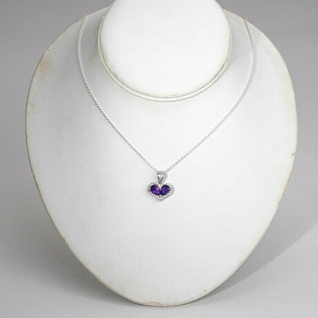 Amethyst Heart Pendant // 18" // Sterling Silver Chain