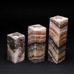 Rainbow Banded Onyx Candle Holder // Set of 3