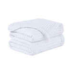 Waffle Cotton Blankets and Throws // White (Throw)