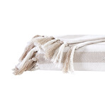 Striped Cotton Luxury Blankets & Throws // Taupe (Throw)