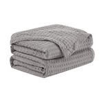 Waffle Cotton Blankets and Throws // Gray (Throw)