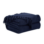 Ashmore Cotton Luxury Blankets & Throws // Navy Blue (King / Cal. King)