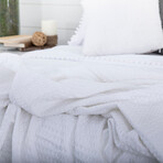 Waffle Cotton Blankets and Throws // White (Throw)