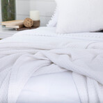 Ashmore Cotton Luxury Blankets & Throws // White (Throw)