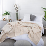 Waffle Cotton Blankets and Throws // Taupe (Full / Queen)