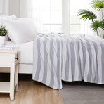 Striped Cotton Luxury Blankets & Throws // Gray (Throw)