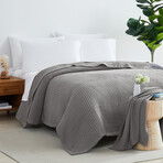 Waffle Cotton Blankets and Throws // Gray (Throw)