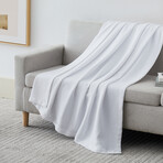 Milton Cotton Luxury Blankets & Throws // White (Throw)