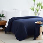 Ashmore Cotton Luxury Blankets & Throws // Navy Blue (Throw)