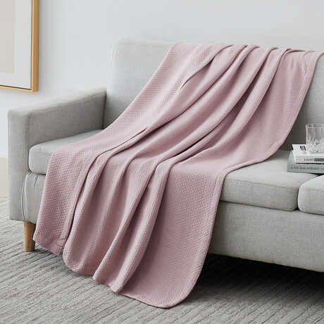 Milton Cotton Luxury Blankets & Throws // Pink (Throw)