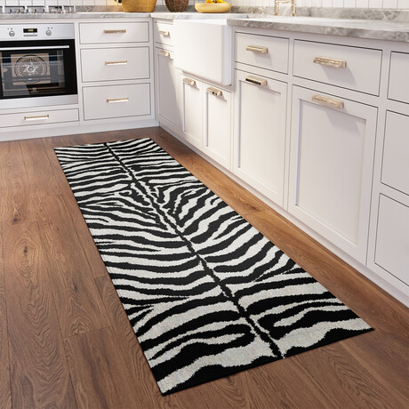 Safari Tiger Print Non-Skid Rug // Pearl (1'8" x 2'6" Accent Rug)