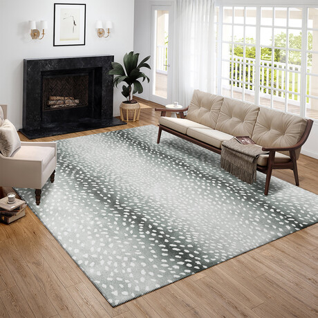 Safari Gazelle Print Non-Skid Rug // Gray (1'8" x 2'6" Accent Rug)