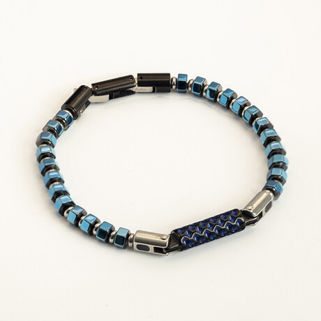 Dell Arte // Stainless Steel + Hematite Bracelet // Multicolor | length8-8.5 "  Width: 10.01mm