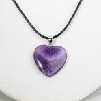 Amethyst Gem Heart Pendant on Black Cord