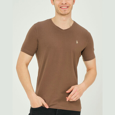 Alex V-Neck Shirt // Brown (Small)