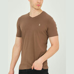 Alex V-Neck Shirt // Brown (Small)