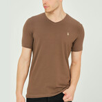 Alex V-Neck Shirt // Brown (Small)