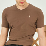 Alex V-Neck Shirt // Brown (Small)