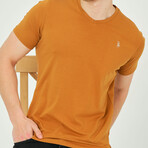 Alex V-Neck Shirt // Camel (Small)