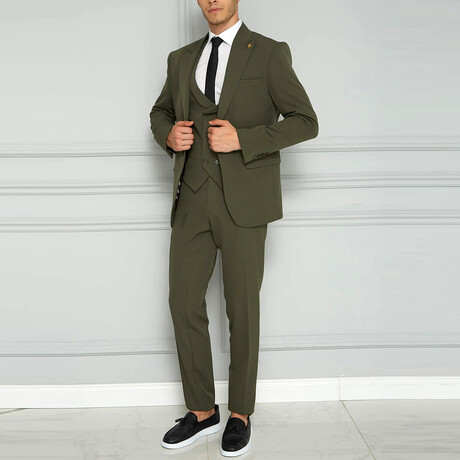 Luca 3-Piece Slim Fit Suit // Khaki (Euro: 44)