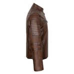 Quilted Arms & Shoulders Racer Jacket // Chestnut (2XL)