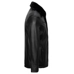 Button Up Plush Colar Jacket // Black (L)