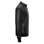 Racer Quilted Shoulders + Arms Jacket  // Sytle 5 // Black (3XL)