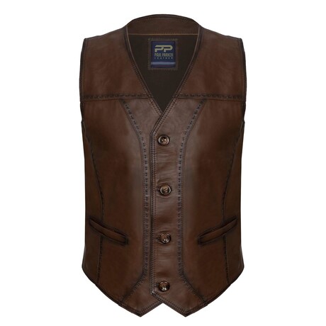 Ace Leather Vest // Chestnut (S)