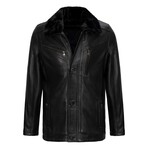 Button Up Plush Colar Jacket // Black (L)