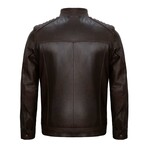 Racer Quilted Shoulders Jacket // Brown (2XL)