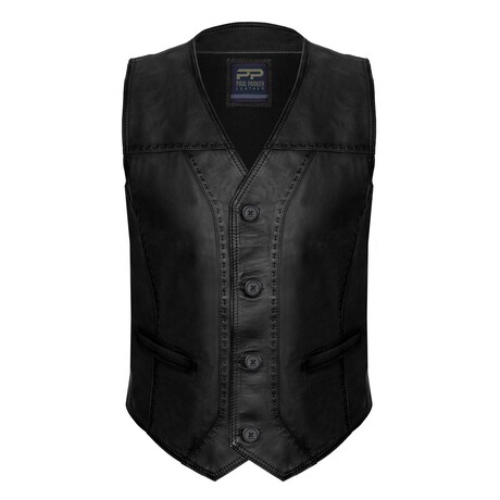 Damon Leather Vest // Black (L)