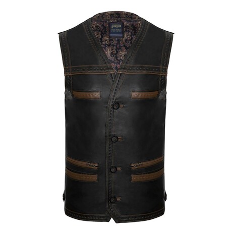 Derrick Leather Vest // Black (S)