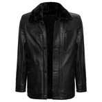 Button Up Plush Colar Jacket // Black (2XL)