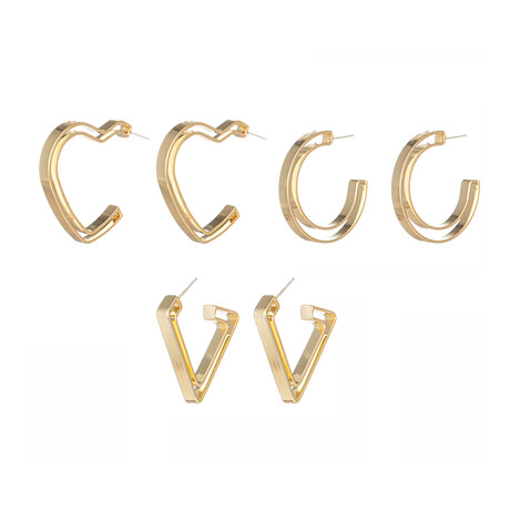 Dina 24k Gold Plated Brass Earring Set // Set of 3 Huggie-Hoop Earrings