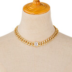 Camila 18k Gold Plated Titanium Collar Necklace // White Stone // 19"