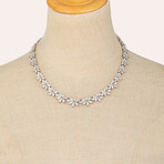 Mary Solid Brass + Cubic Zirconia Crystal Leaf Necklace // 18"