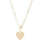 Solid Sterling Silver + Brass Golden Heart Necklace // 20"
