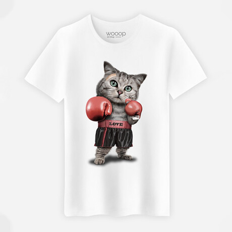 Boxing Cat T-Shirt // White (Small)