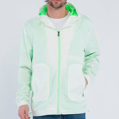 Jeremy Waterproof Jacket // White + Neon Green (S)
