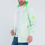 Jeremy Waterproof Jacket // White + Neon Green (L)