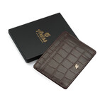 Croc Style ID Wallet // Dark Brown